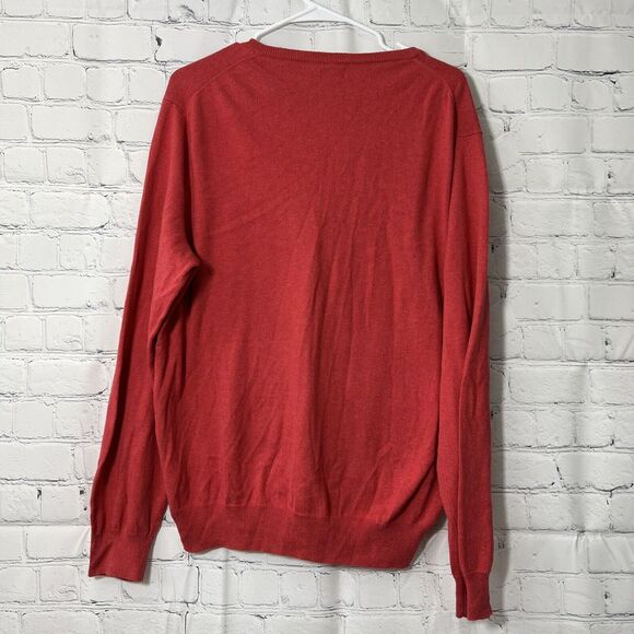 J Crew Sweater Men Large Red Cotton Cashmere Blend V Neck Knit Long Sleeve JCREW - Picture 8 of 11